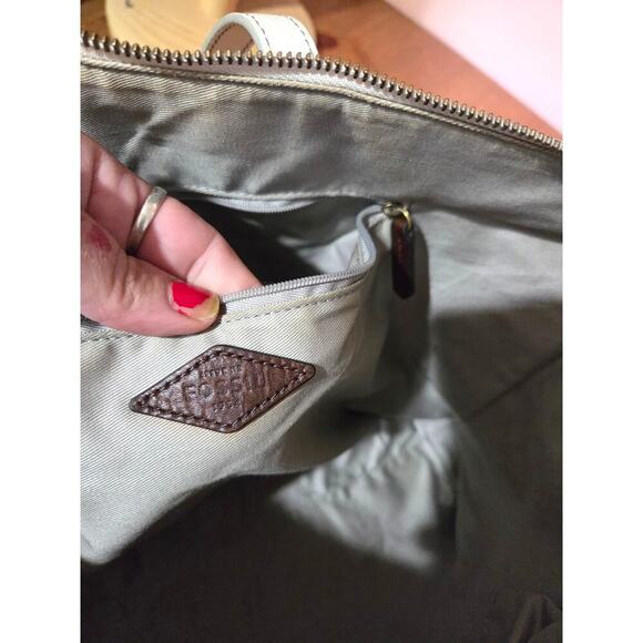 Fossil Jenna Tote Shoulder Bag White Pebble Leather Large In Size Super Nice! - Picture 8 of 11